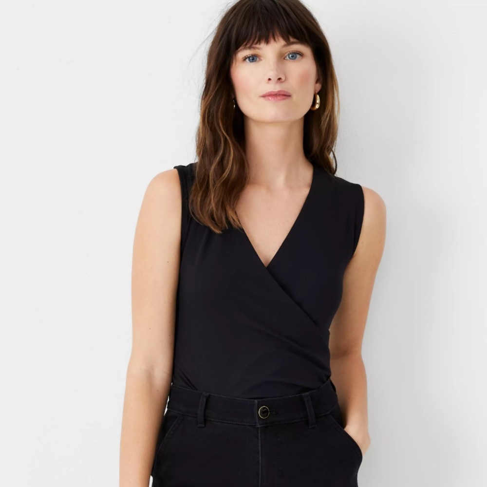 Ann Taylor Wrap Blouse in Black